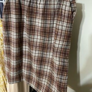 Pendleton Plaid Pencil Skirt in Brown and Cream